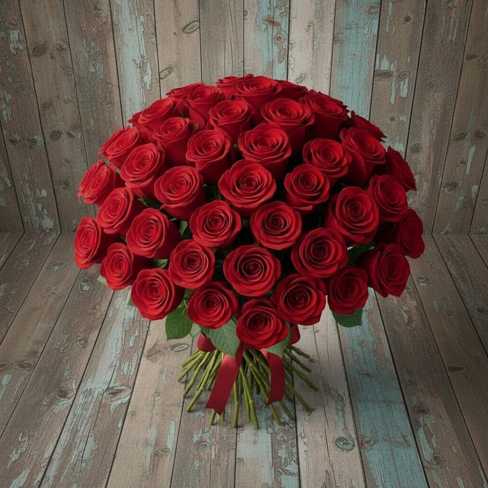 Букет 55 Красных роз Фридом в Свече