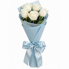 Букет 5 Белых роз Проуд #REPLACE_PRED# Свече