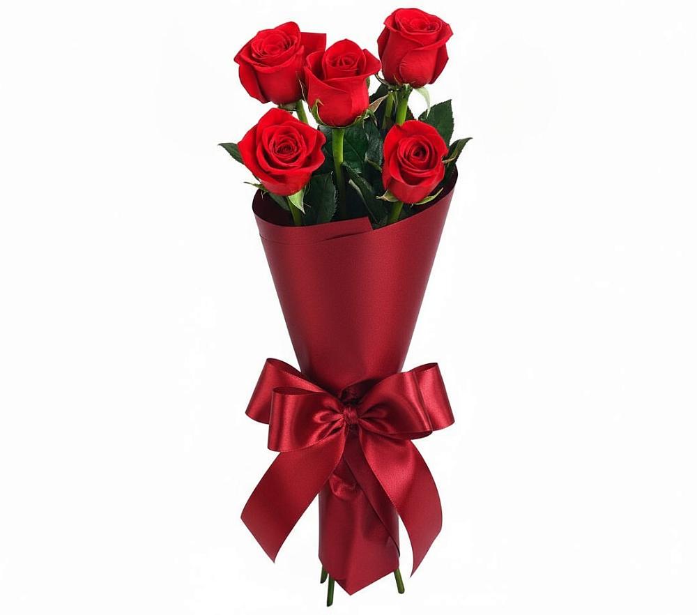 Букет 5 Красных роз Эдлесс Лав в Свече