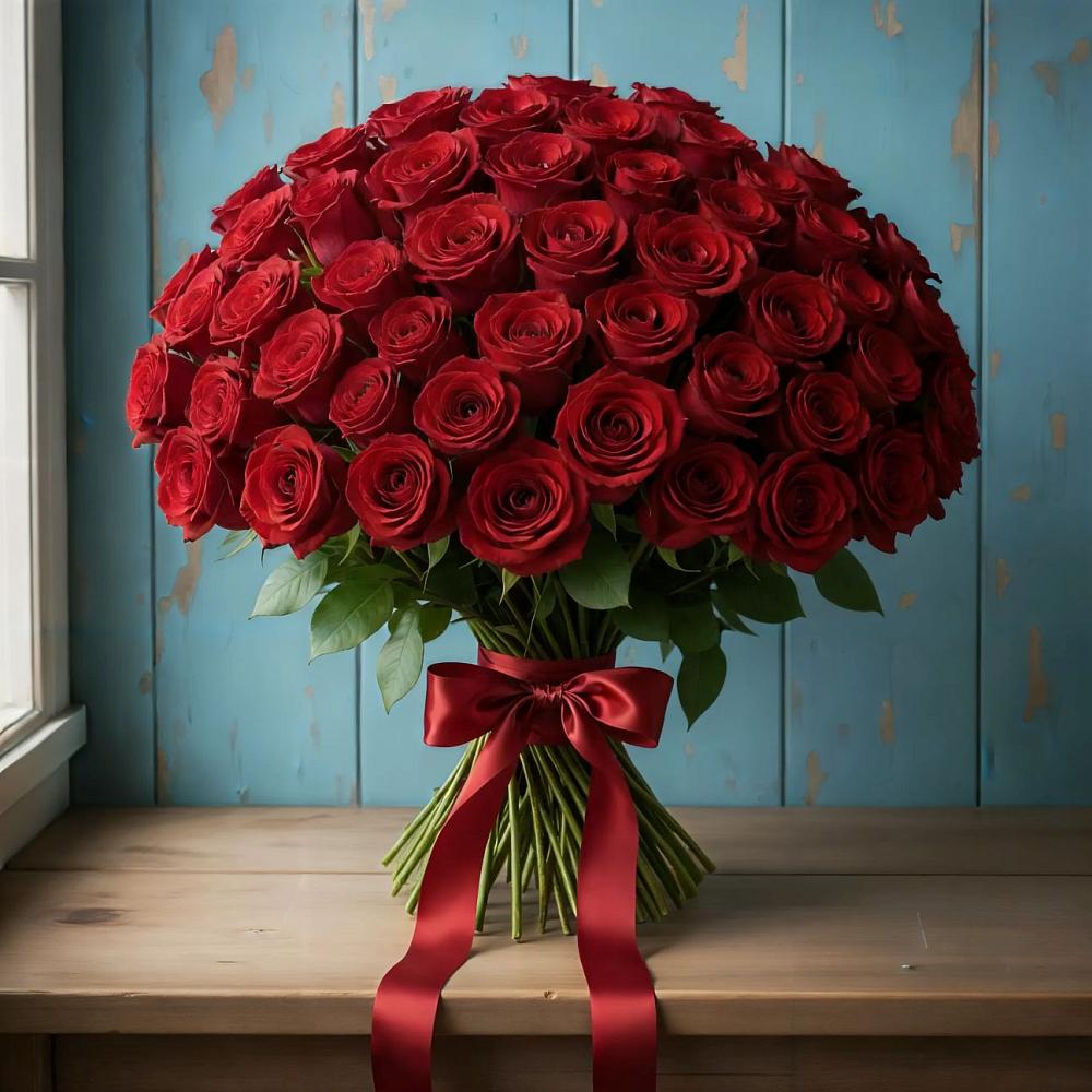 Букет Красные розы Блэк Меджик в Свече