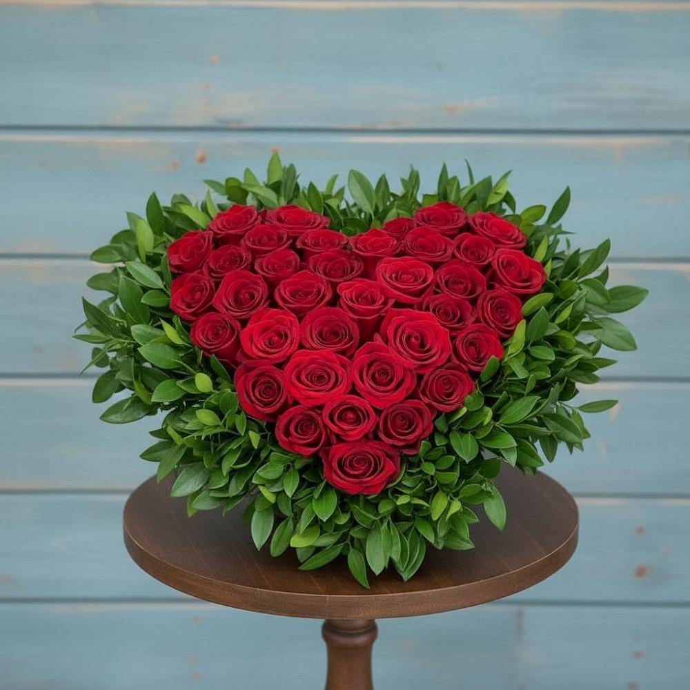 Цветочная композиция из Розы в виде сердца в Свече