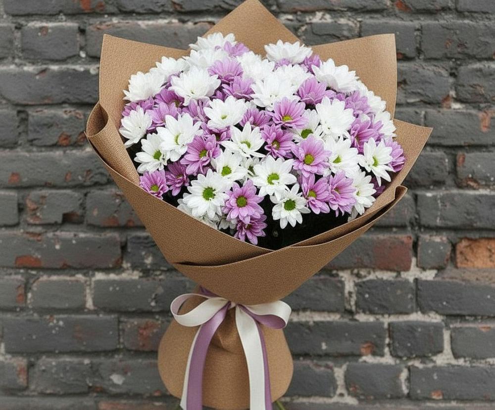 Букет цветов из: Хризантемы в Свече