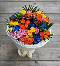 Букет цветов из:  Розы и Хризантемы в Свече