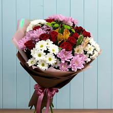 Букет цветов из:  Розы, Хризантемы и Альстромерии #REPLACE_PRED# Свече