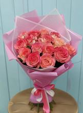 Букет 15 Розовых роз Равель #REPLACE_PRED# Свече